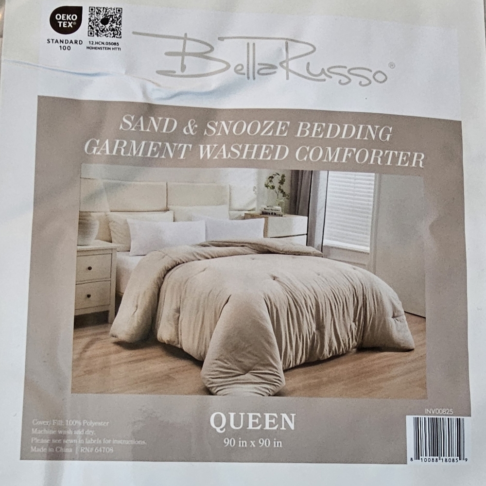 Bella Russo Sand and Snooze Bedding Garmet Washed Comforter - Queen (NWT)